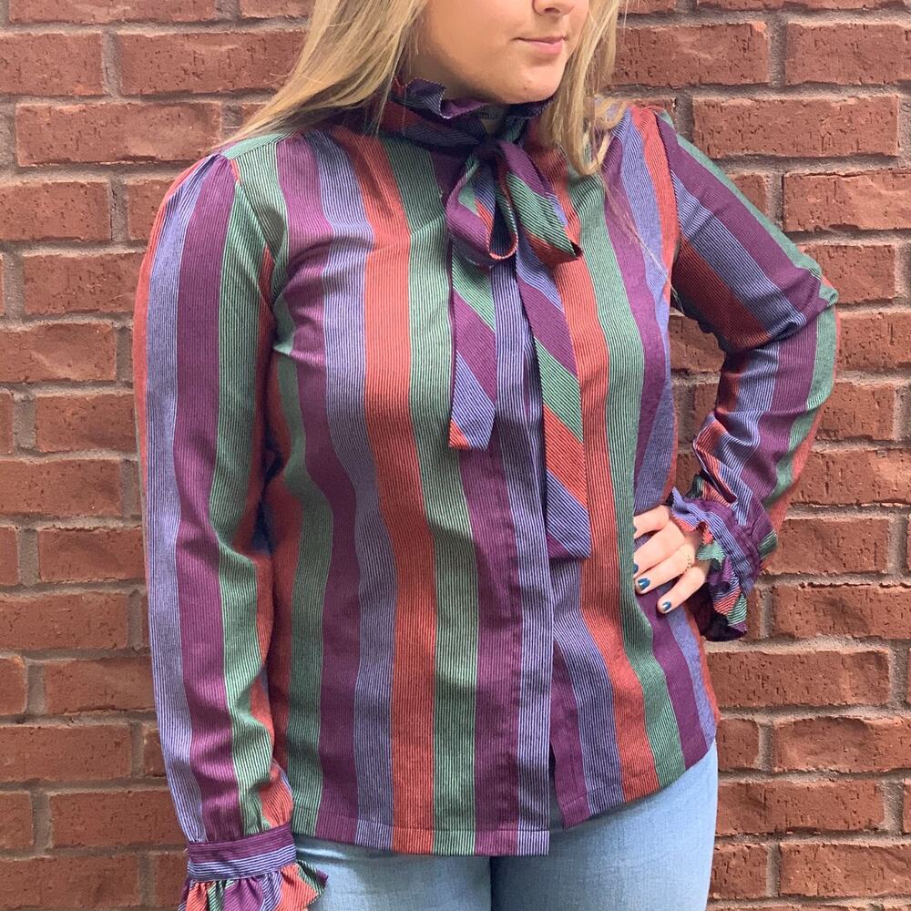Vintage Shapely Polyester long sleeve blouse